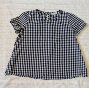 Peach Love California Black and White Flutter Sleeve Blouse